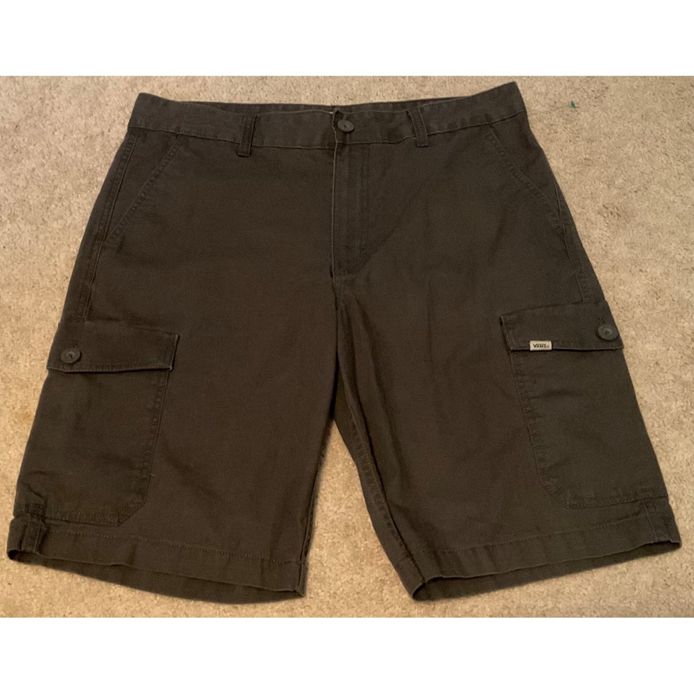 MENS VANS 32 INSEAM-10"SHORTS CARGO/MILITARY DARK GRAY LONG HIKING/SKATING/Board